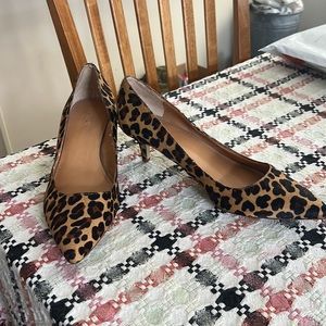 J.Crew Factory Esme leopard calf hair kitten heels 9.5